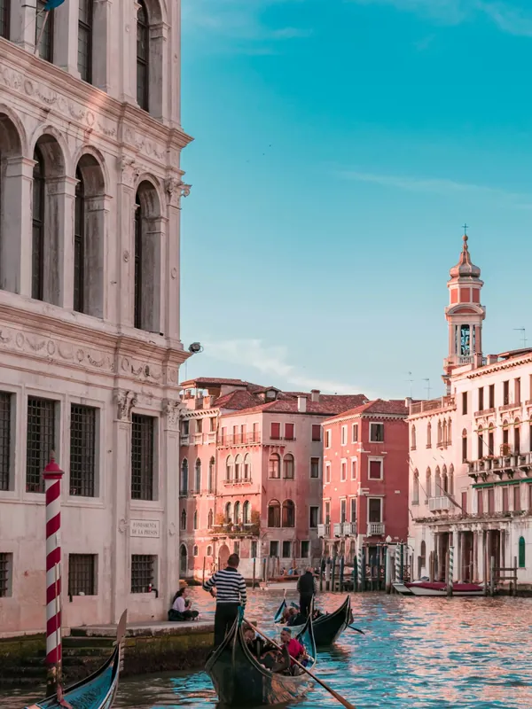 Grand canal and historic architecture at golden hour